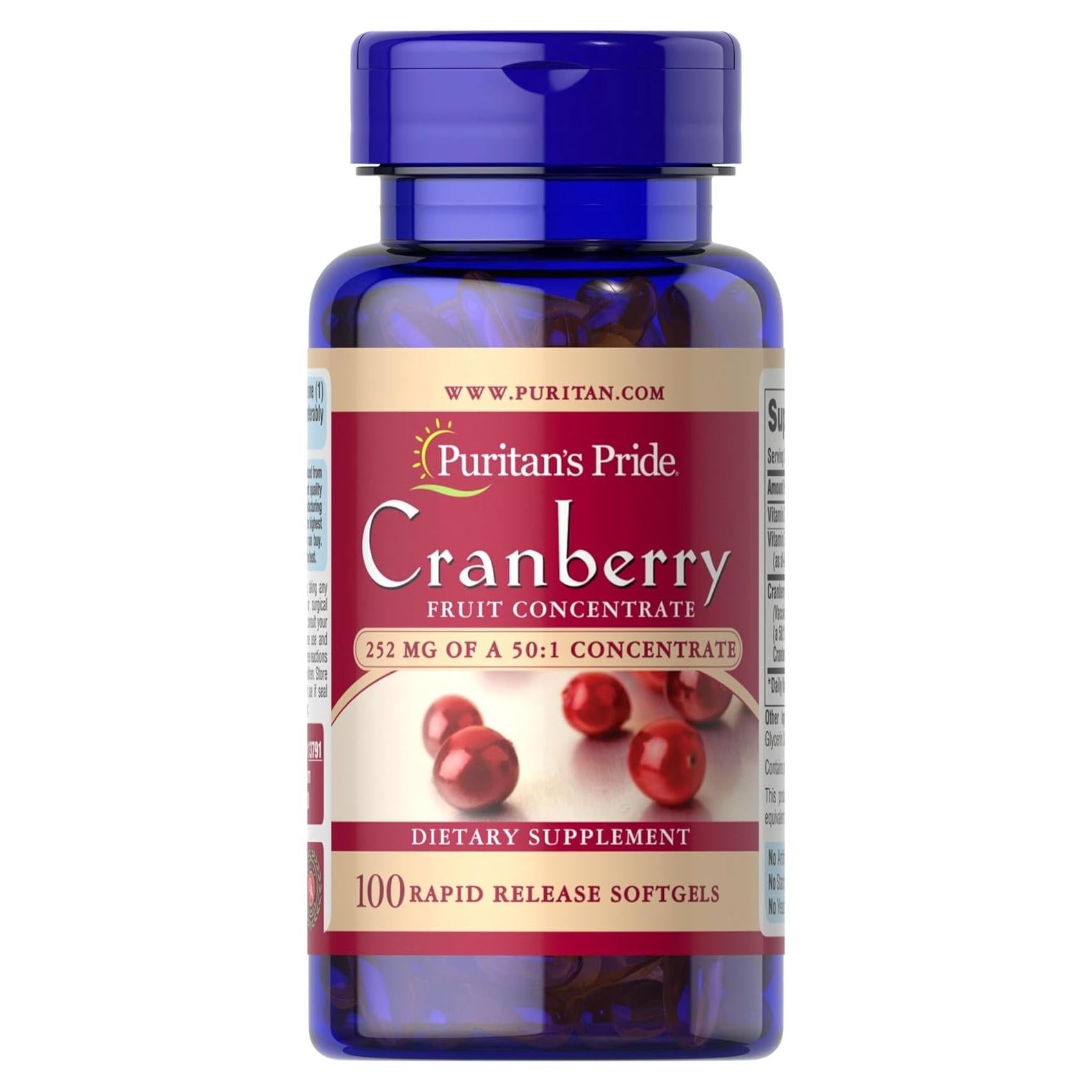 Concentrado de Arándano Puritan's Pride 252mg 100 Cápsulas