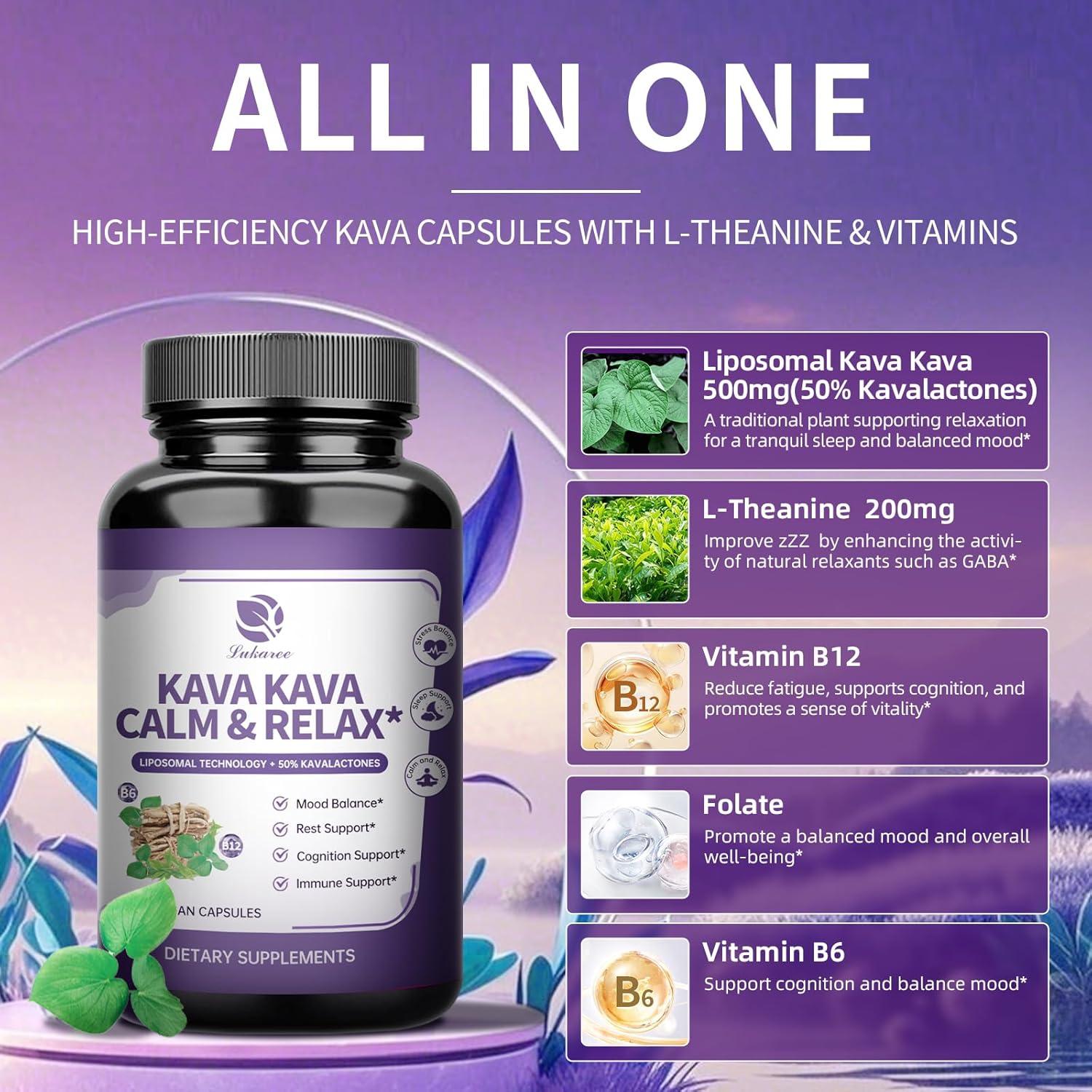 Suplemento Kava Kava Lukaree 60 Cápsulas Liposomales 200mg