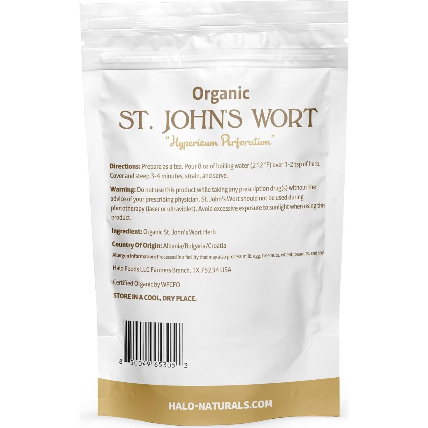 Hierba de San Juan Orgánica Halo Naturals 113.4 g Certificada USDA