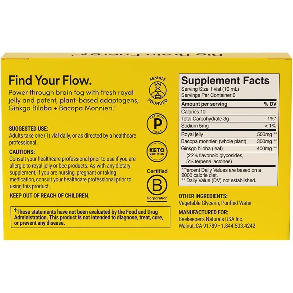Suplemento Nootrópico Beekeeper's Naturals 500 mg Cerebral