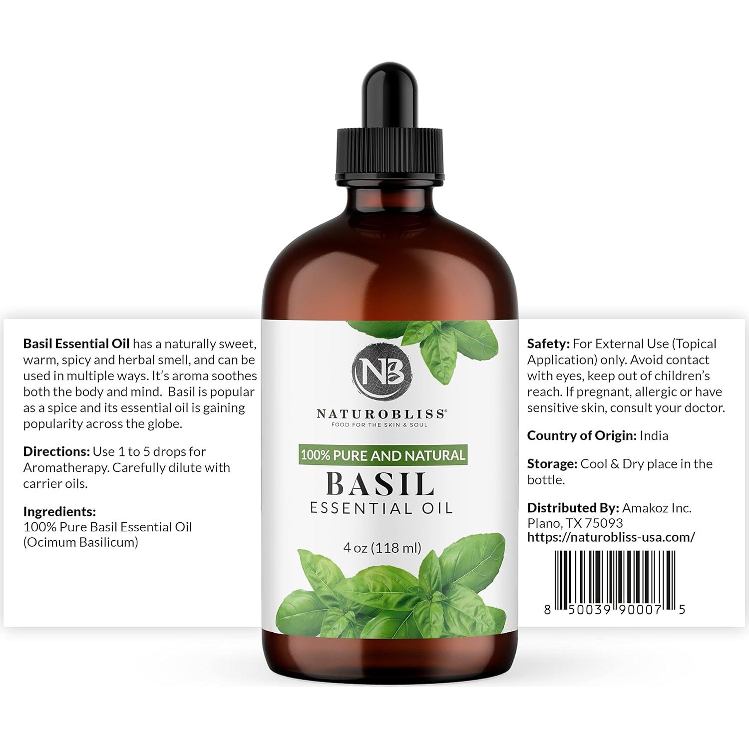 Aceite Esencial de Albahaca NaturoBliss 118 ml Grado Terapéutico