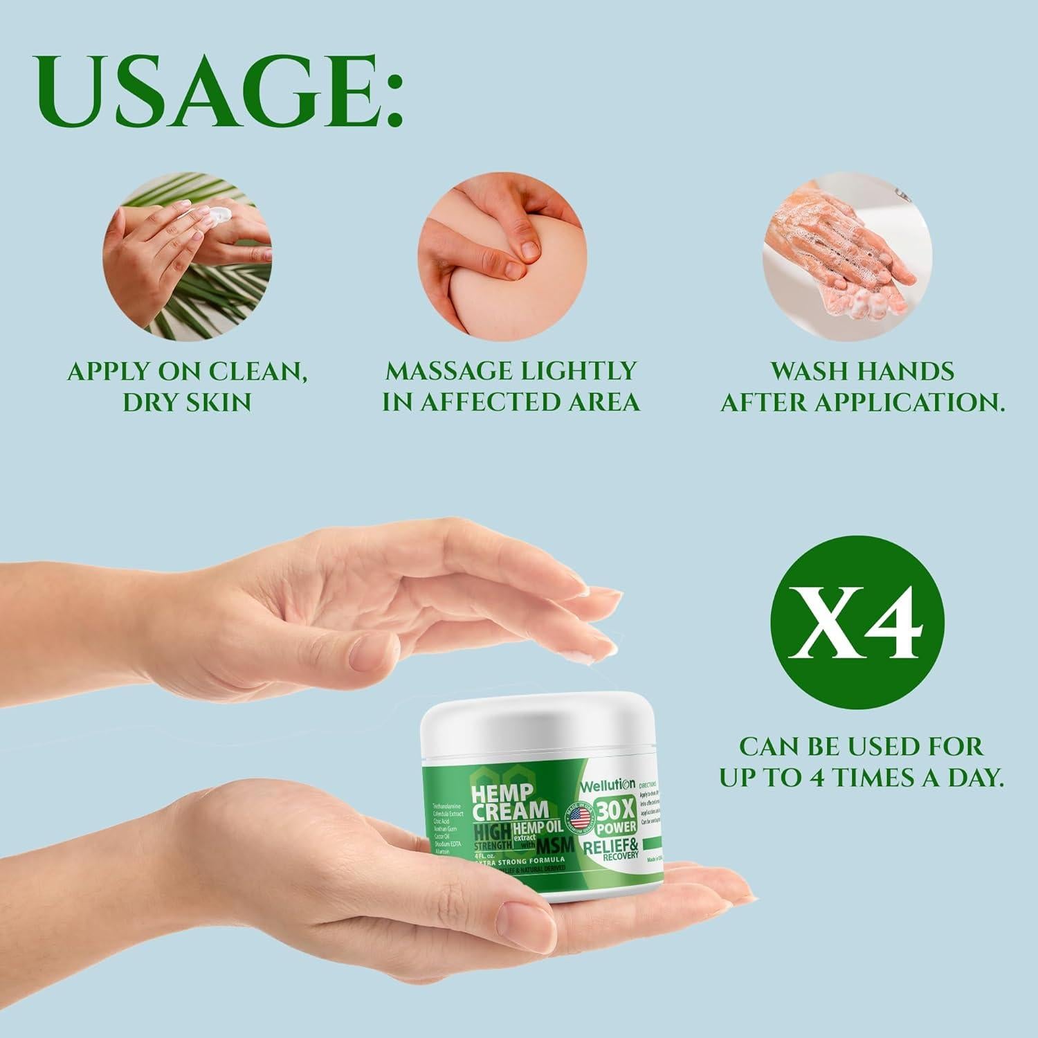 Crema de Masaje Wellution con Cañamo y Árnica 113.4 g