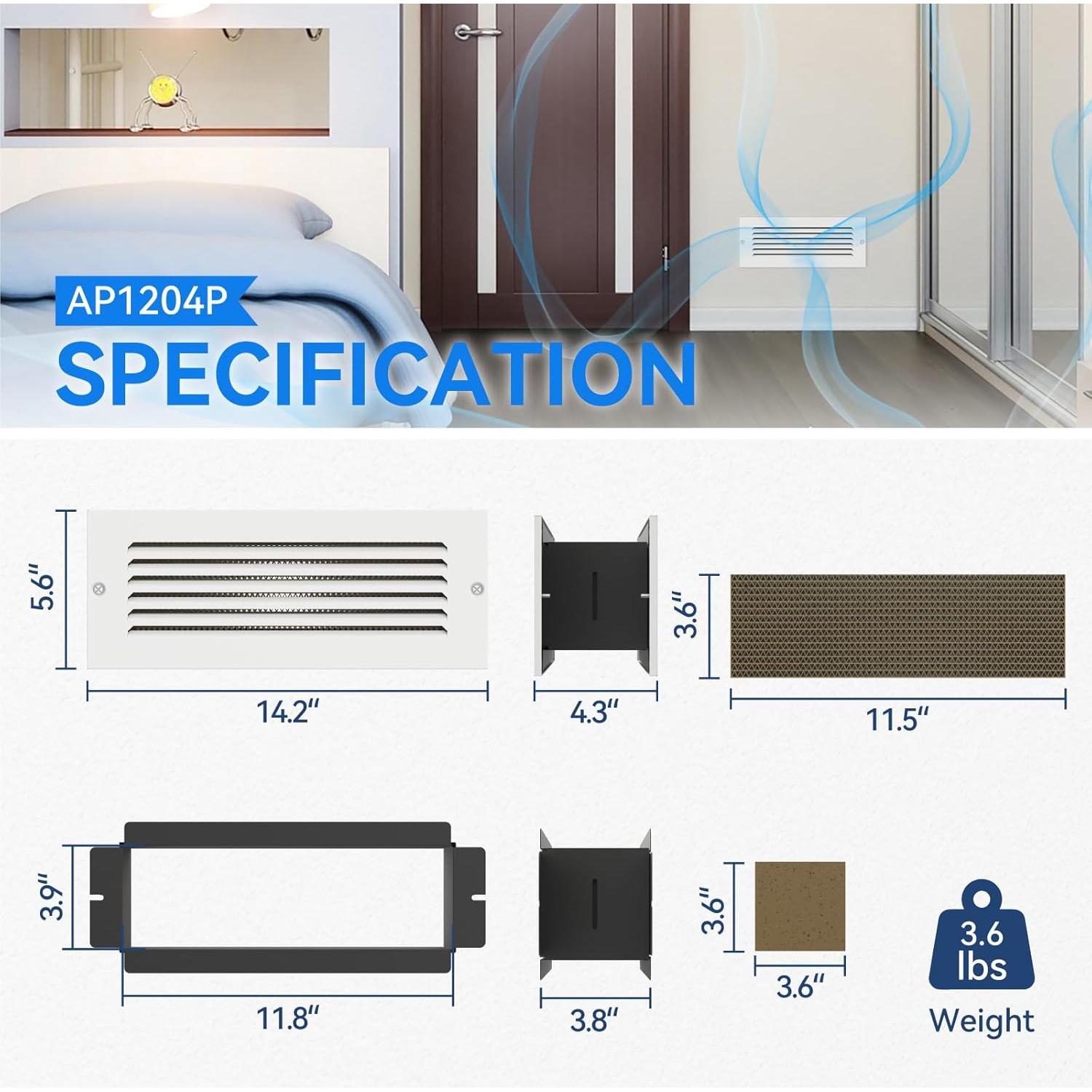 Rejilla de Ventilación de Pared Suprocky AP1204P 30x10 cm Blanco