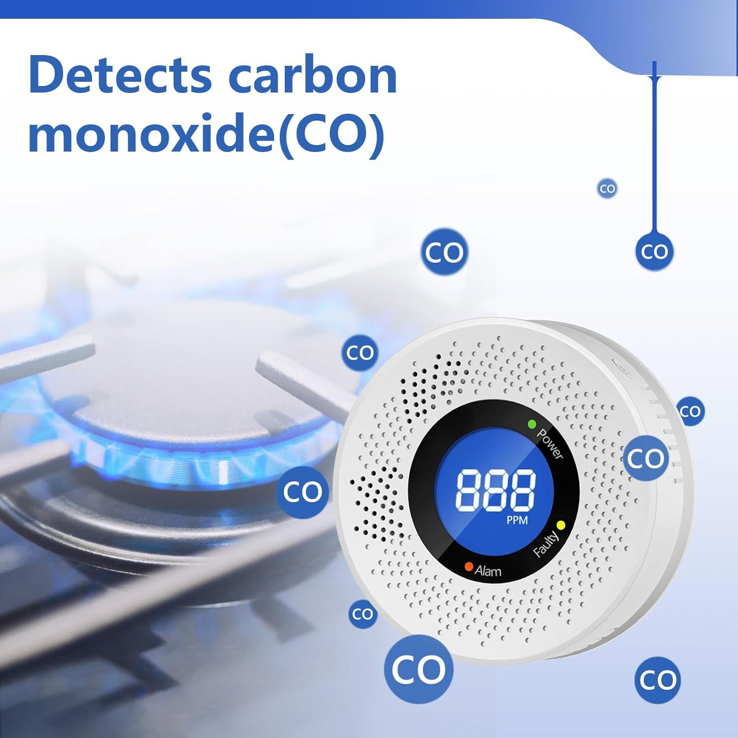 Detector de Monóxido de Carbono Siterwell GS888A con Pantalla Digital