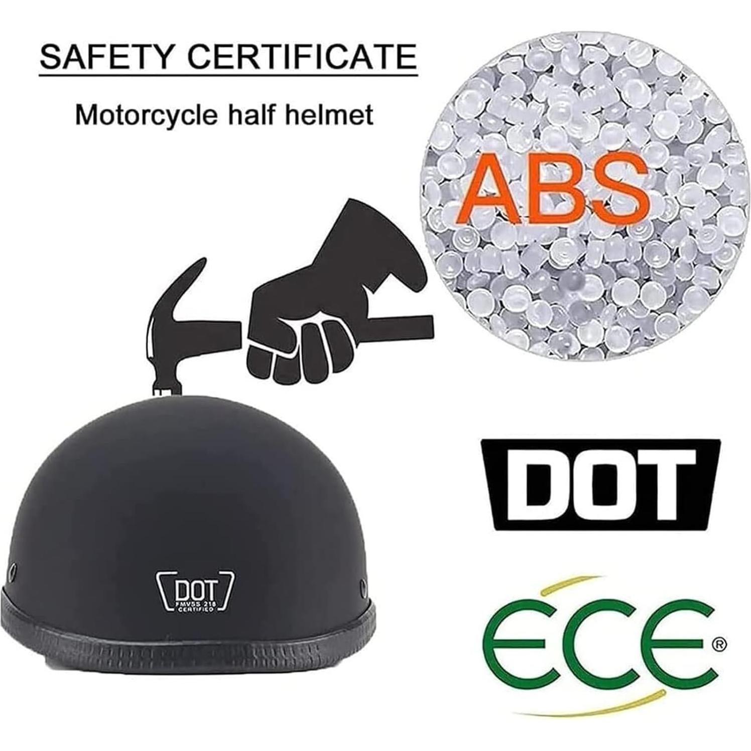 Novelty Skull Cap Half Shell Helmet for Men Women,DOT Approved Small and Light German Style Motorcycle Helmets,Low Profile Beanie Open Face Helmet for Cruiser Chopper Moped