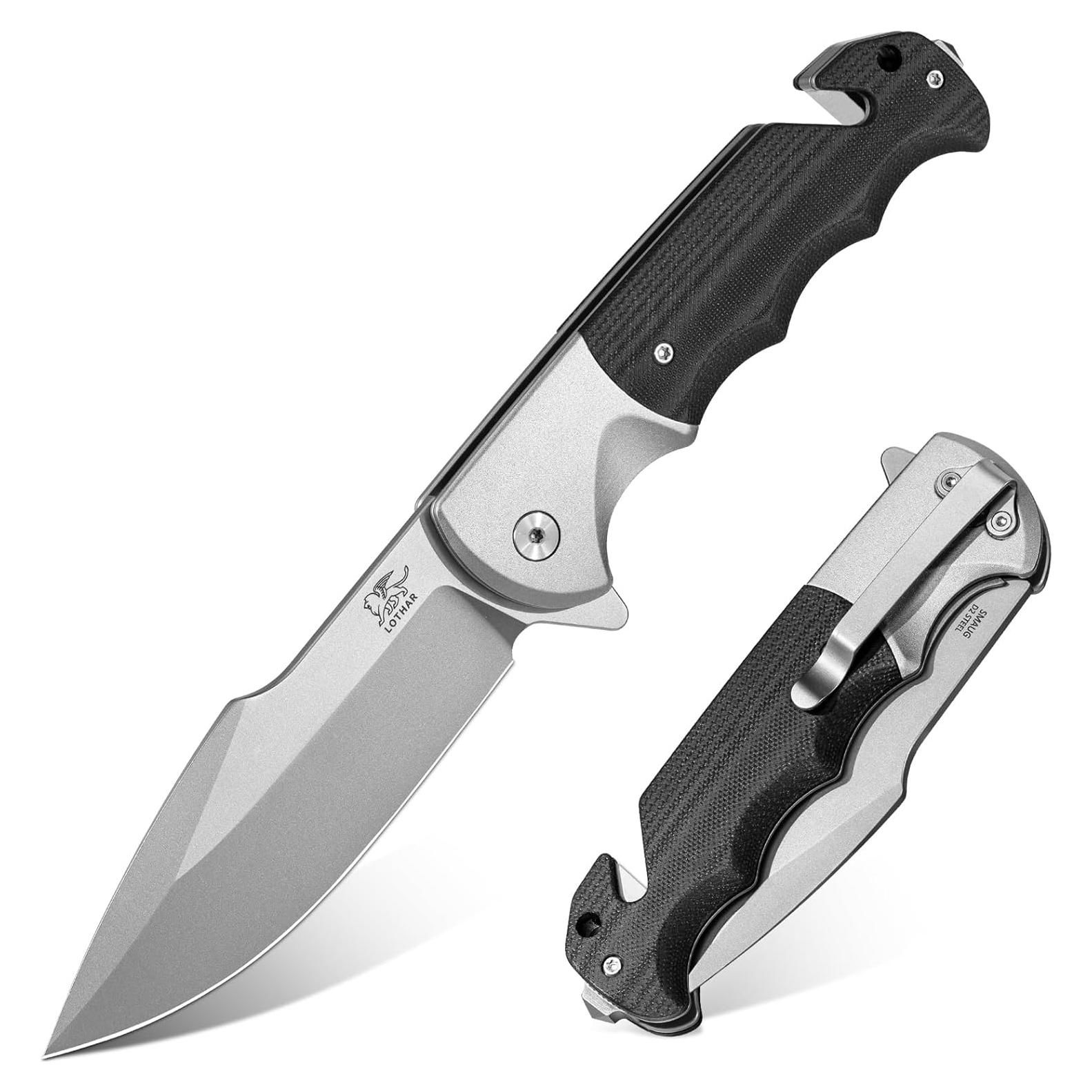 Cuchillo Táctico LOTHAR SMAUG 3.7" Acero D2 Mango G10 Gris