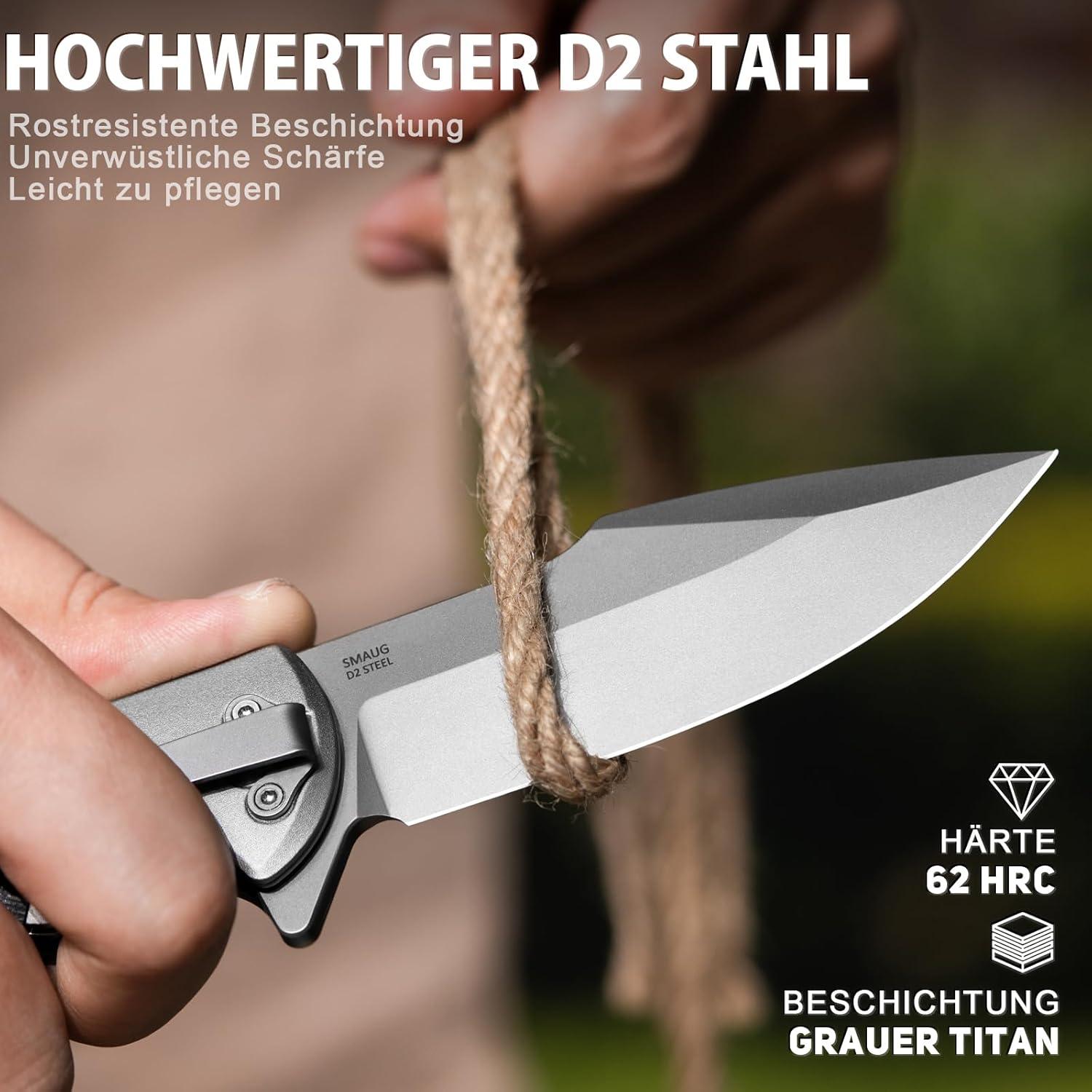 Cuchillo Táctico LOTHAR SMAUG 3.7" Acero D2 Mango G10 Gris