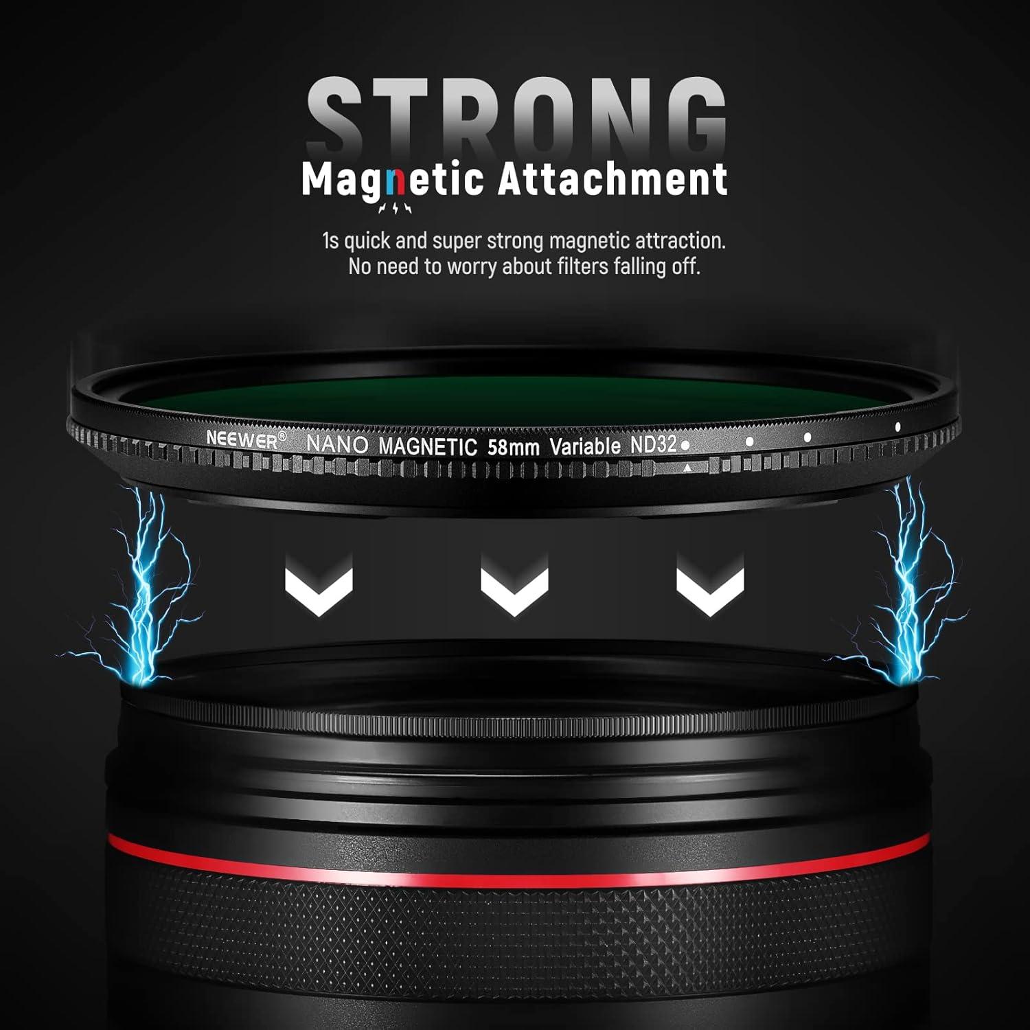 Filtro ND Variable Magnético NEEWER 58mm ND2-ND32 HD