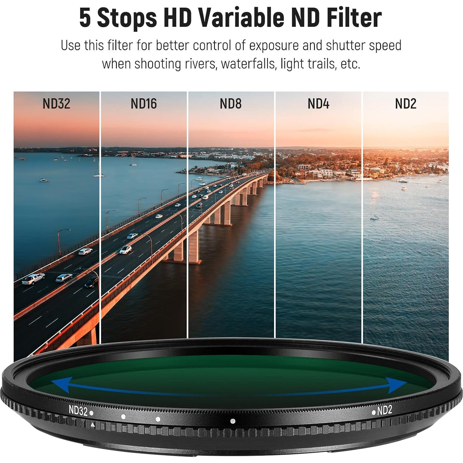 Filtro ND Variable Magnético NEEWER 58mm ND2-ND32 HD