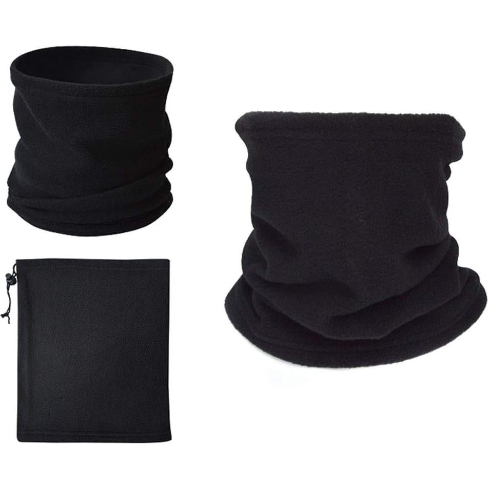 3 Calentadores de Cuello Forro Polar Unisex Invierno Negro