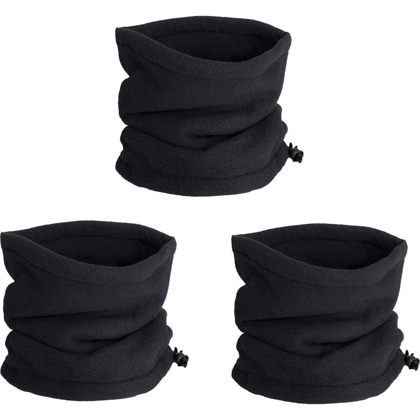 3 Calentadores de Cuello Forro Polar Unisex Invierno Negro