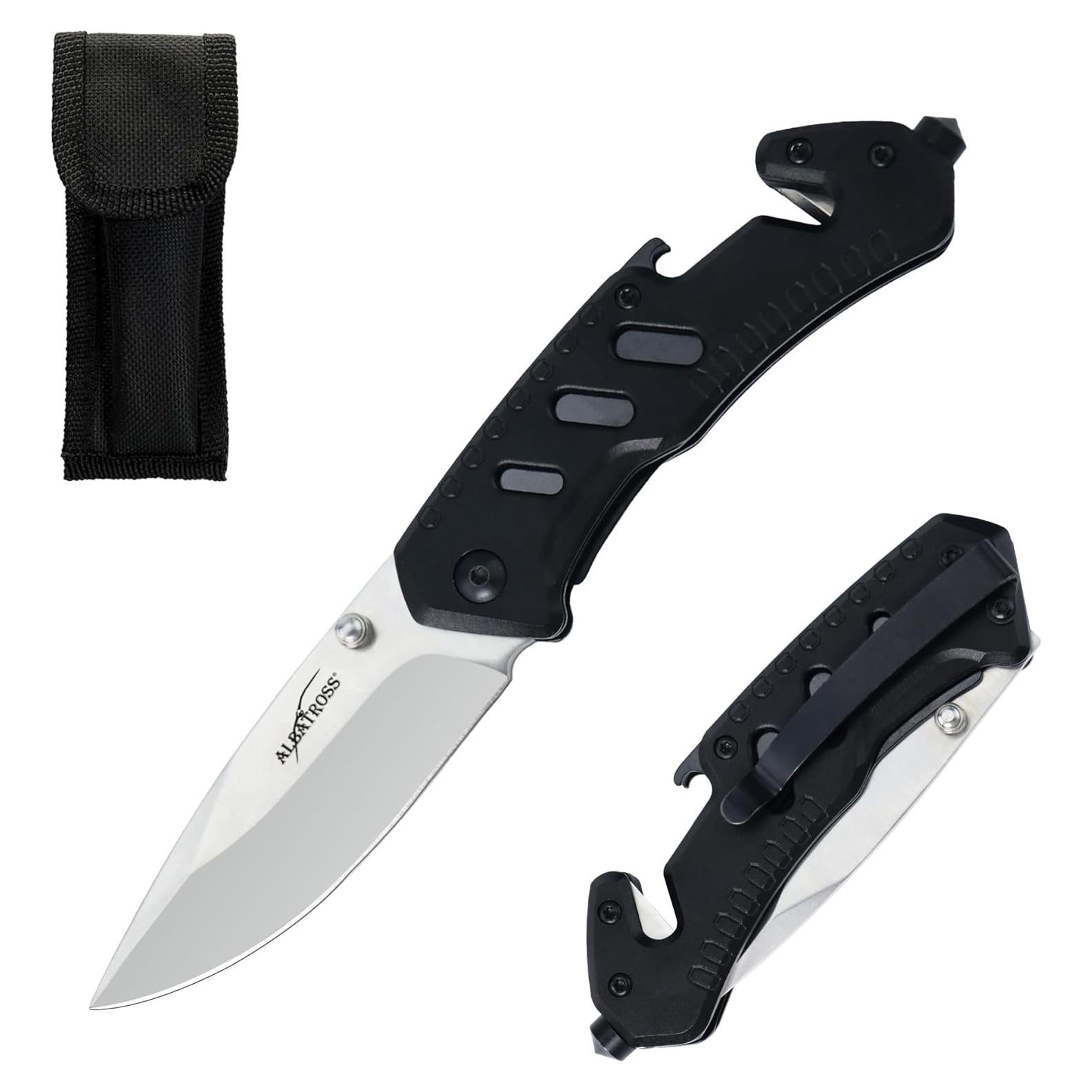 Cuchillo Plegable Multifuncional ALBATROSS Clásico Negro 17.78 cm