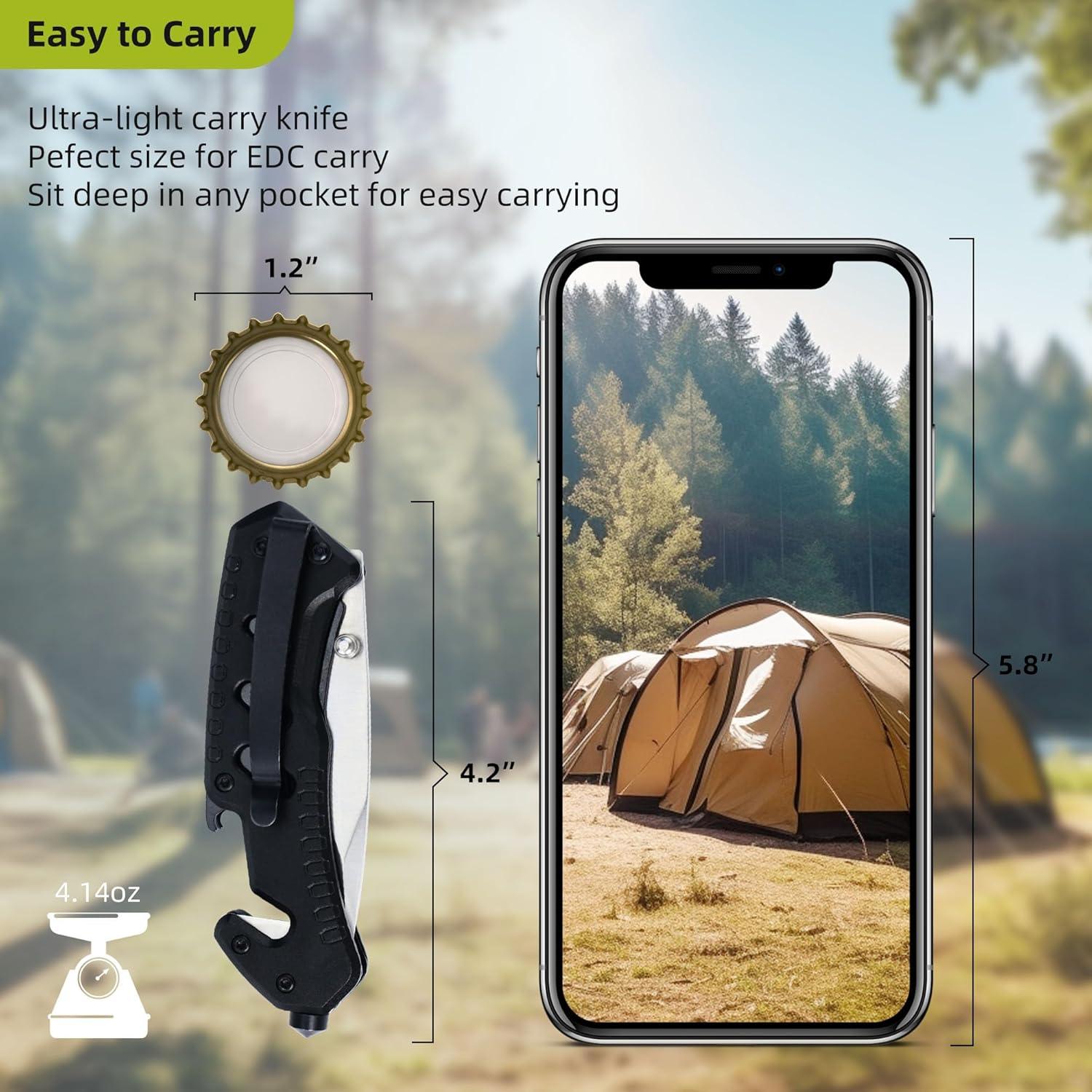 Cuchillo Plegable Multifuncional ALBATROSS Clásico Negro 17.78 cm