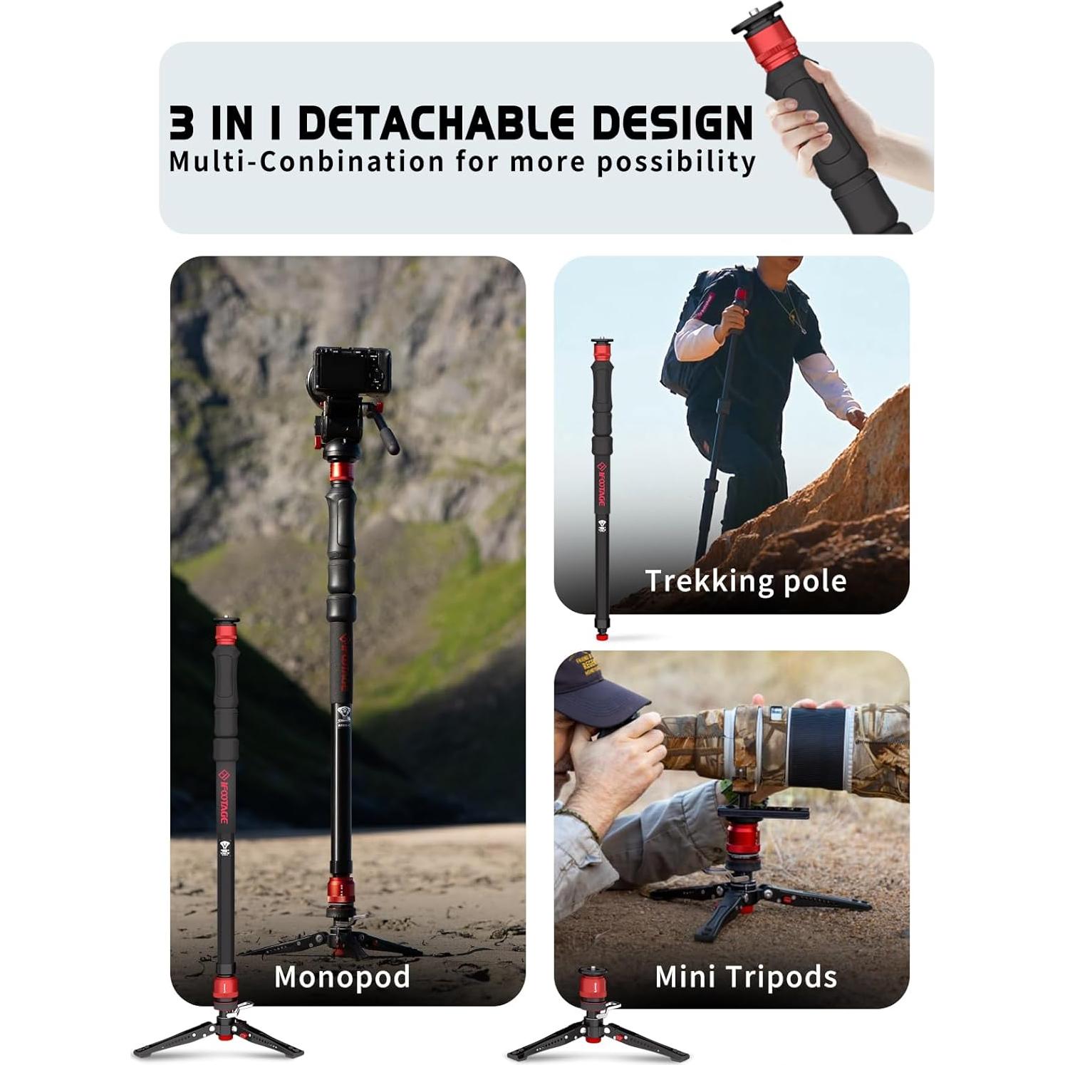 Monopod Profesional IFOOTAGE Cobra 3 A150S, 149.86 cm