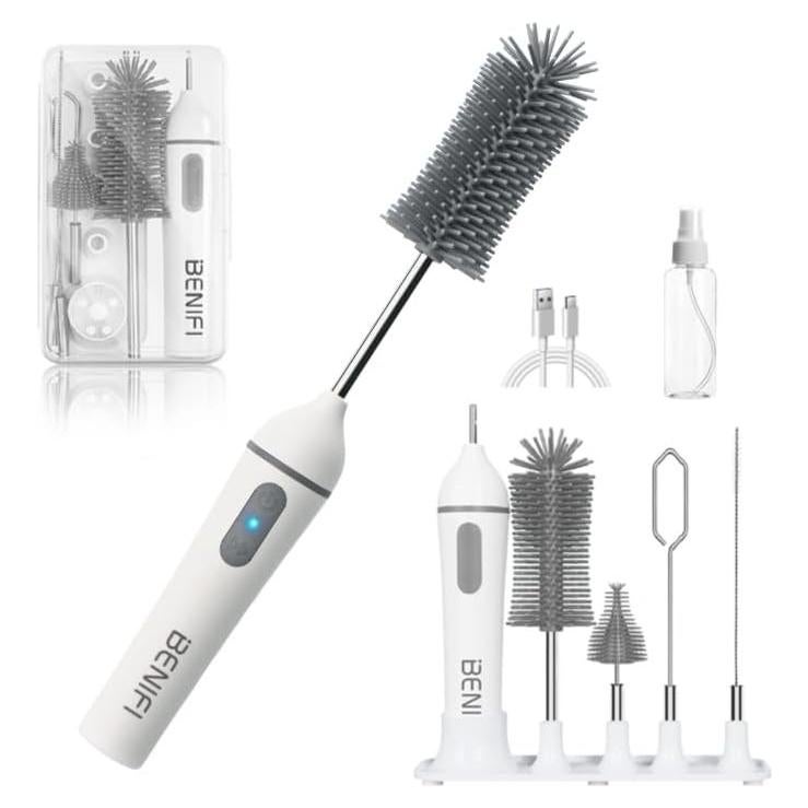 Juego de Cepillos Eléctricos Benifi para Botellas de Bebé - Gris