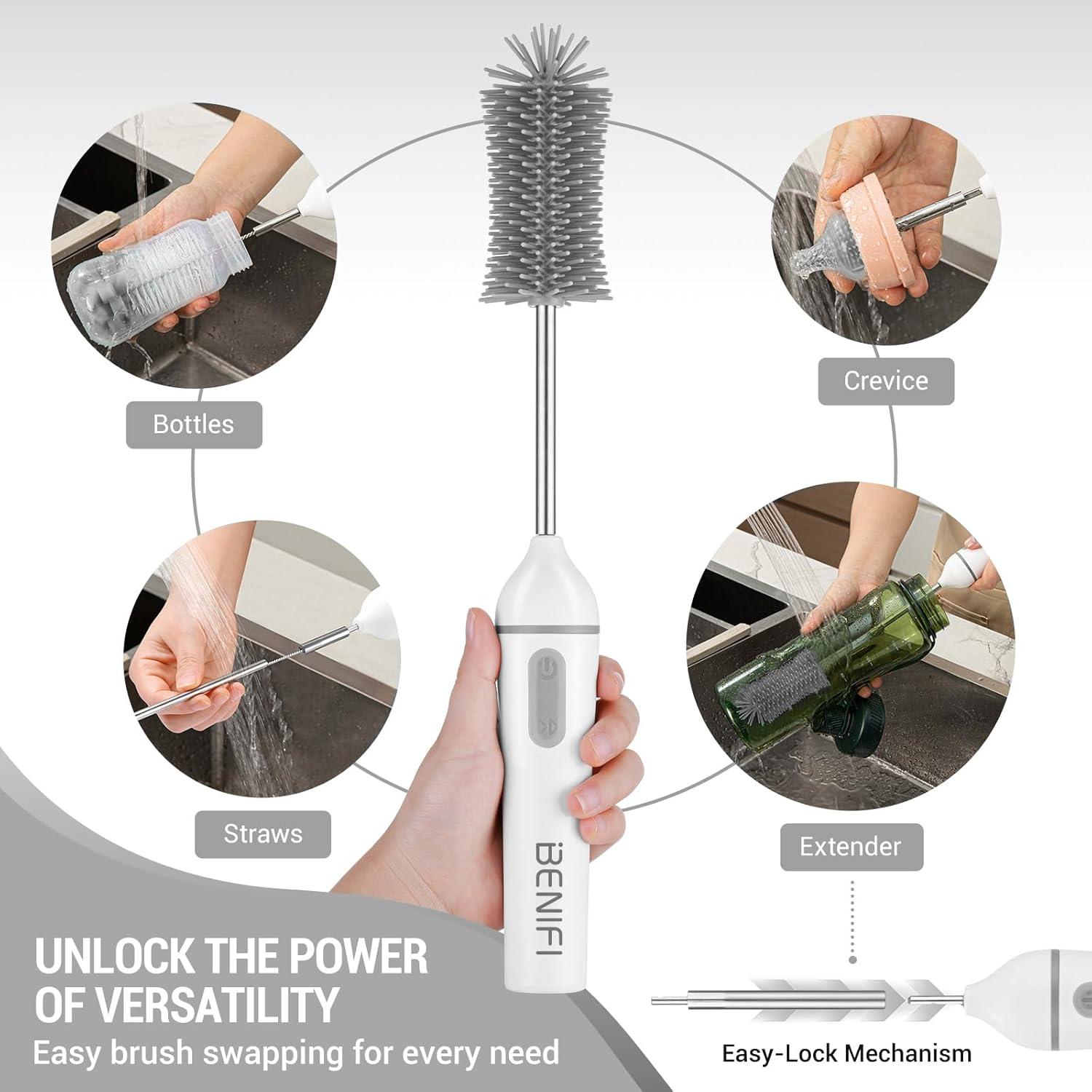 Juego de Cepillos Eléctricos Benifi para Botellas de Bebé - Gris