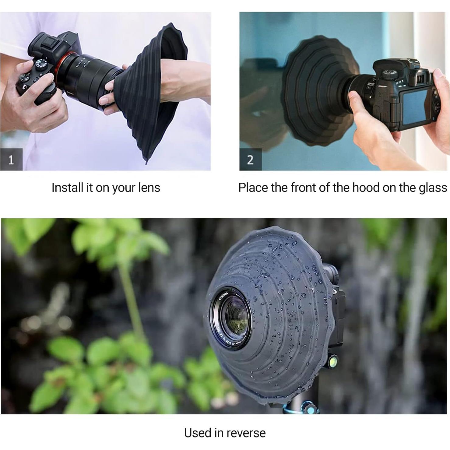 Capucha de Lente de Silicona JJC 53-72mm Plegable y Reversible