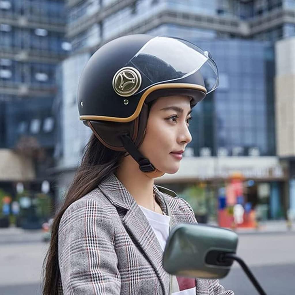 Casco de motocicleta YAGTEYCLL 3/4 retro con orejas de gato