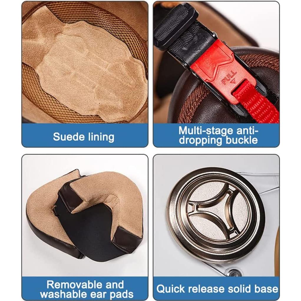 Casco de motocicleta YAGTEYCLL 3/4 retro con orejas de gato