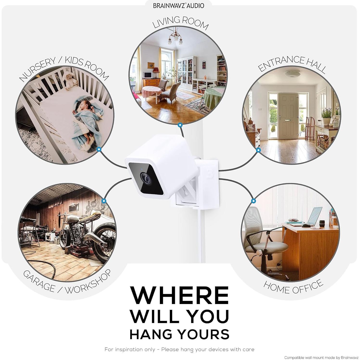 Soporte de esquina adhesivo BRAINWAVZ para Wyze Cam V3/V4 - Blanco