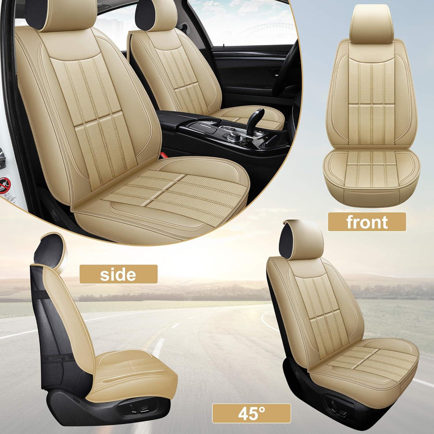 Cubiertas de Asiento de Coche AOOG Beige Universal Antideslizante
