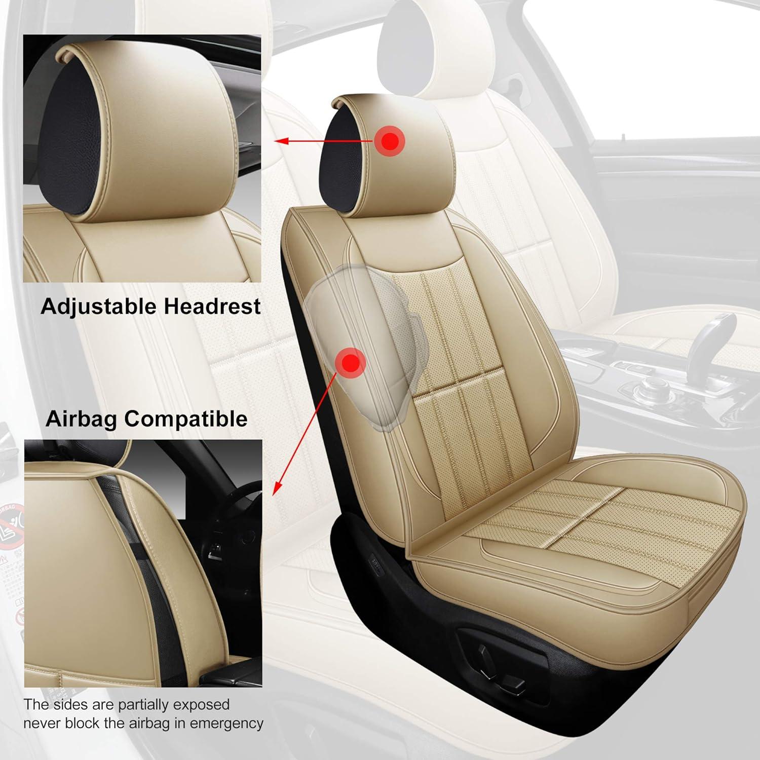 Cubiertas de Asiento de Coche AOOG Beige Universal Antideslizante