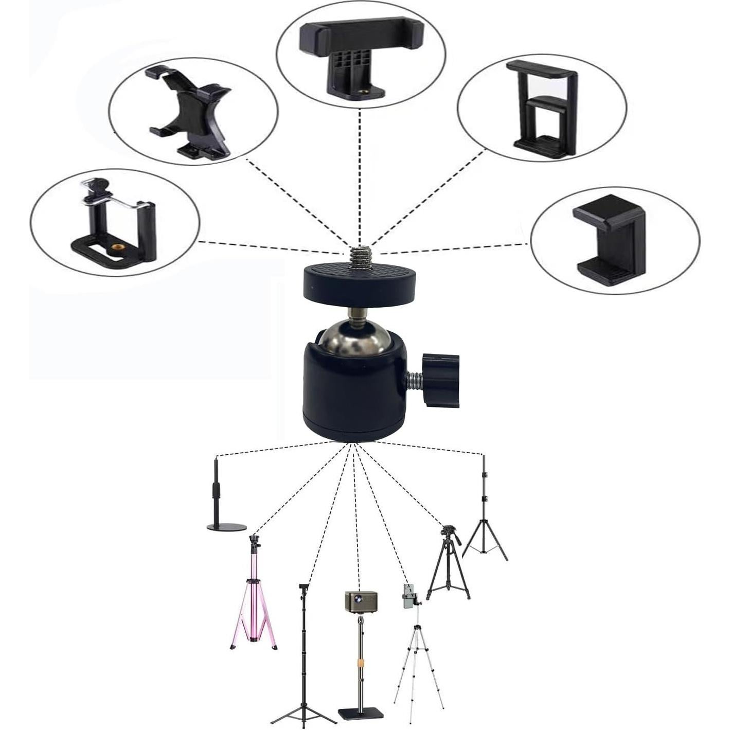Montura de Trípode Mini Cabezal Esférico Universal NVRTTRR 4 Paquetes