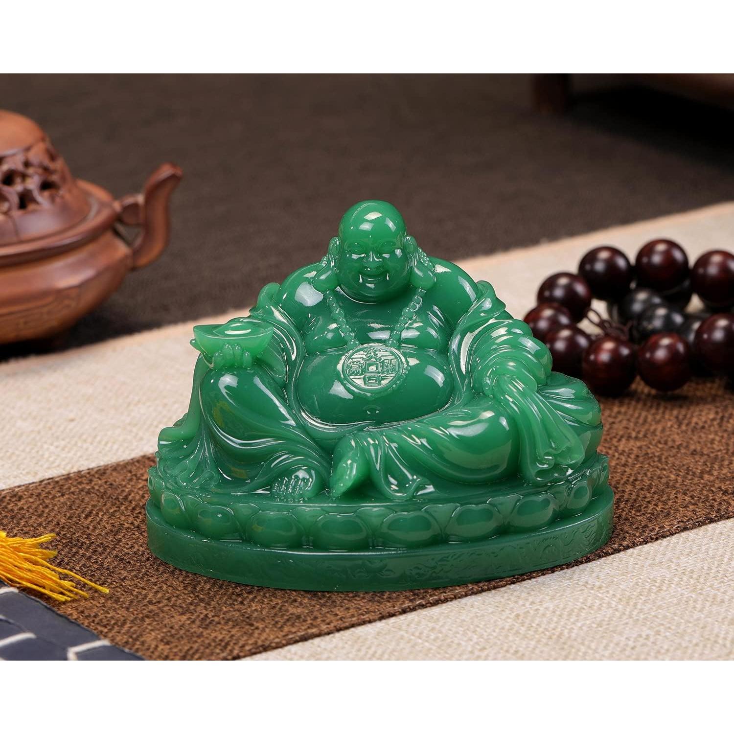 Estatua de Buda Risueño Seyee-bro 12.5x9x9 cm Verde
