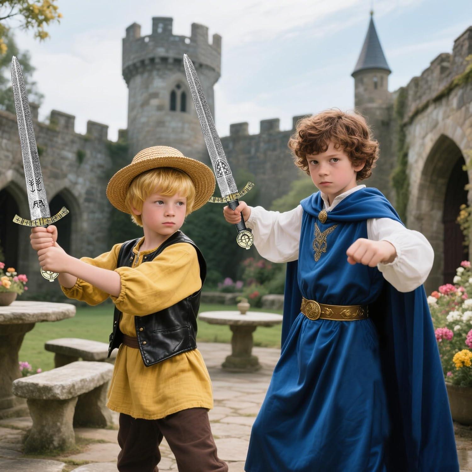 Espadas de Caballero de Plástico 2 Pcs 53cm para Disfraz