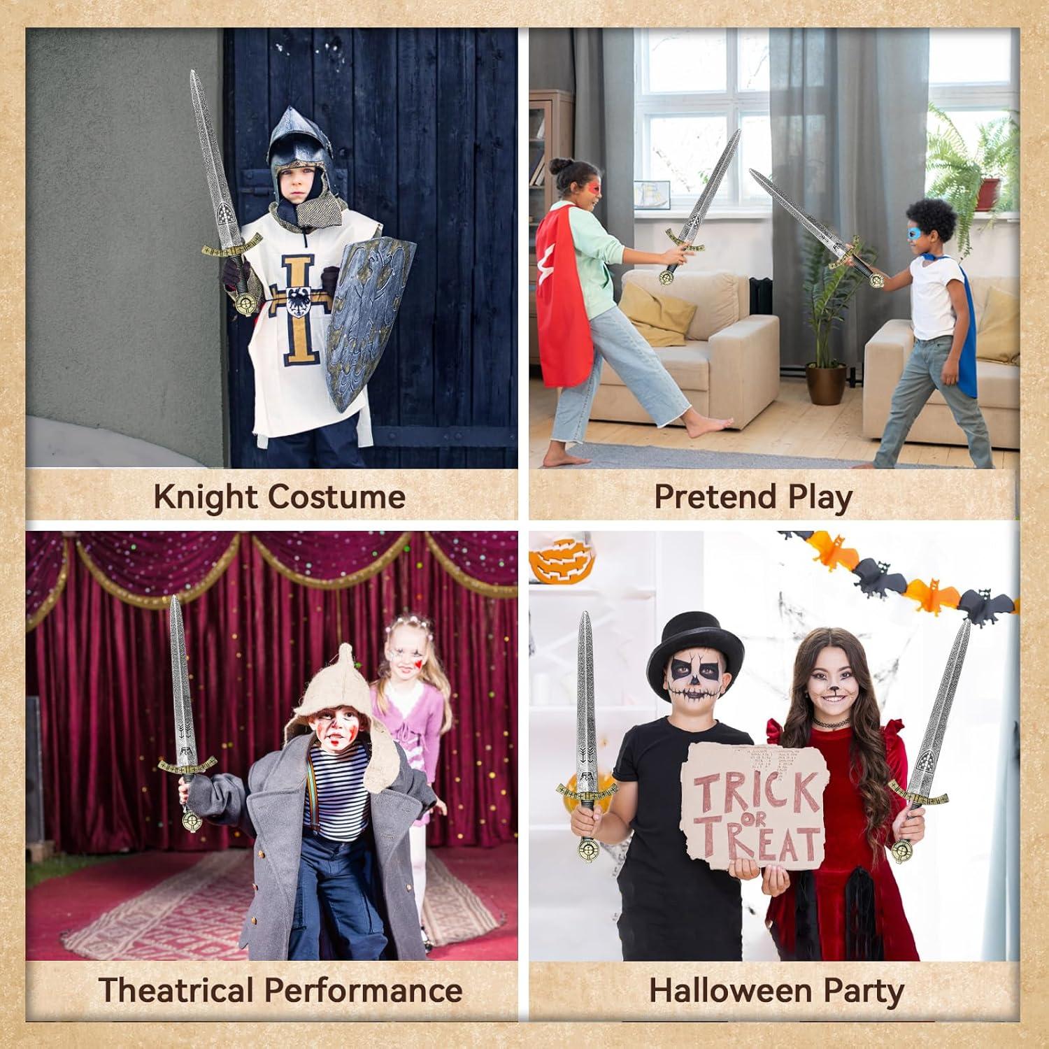 Espadas de Caballero de Plástico 2 Pcs 53cm para Disfraz