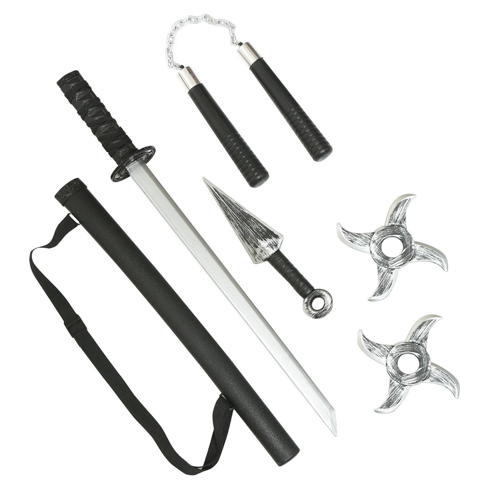 Kit de Accesorios de Ninja para Adultos - Espada, Daga y Nunchakus
