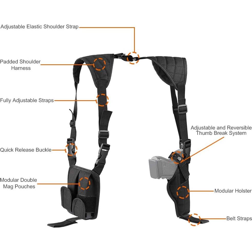 Funda de Hombro Xaegistac Ajustable para Pistolas Unisex