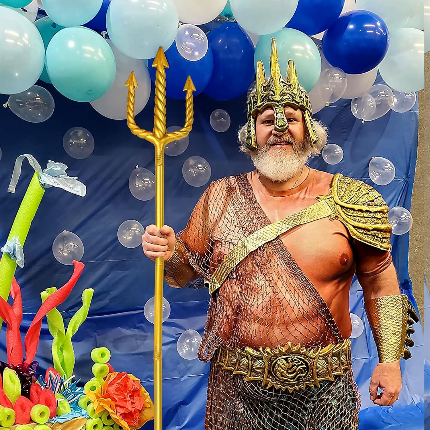 Tridente Dorado de 152.4 cm Amlisia para Disfraz de Rey Neptuno