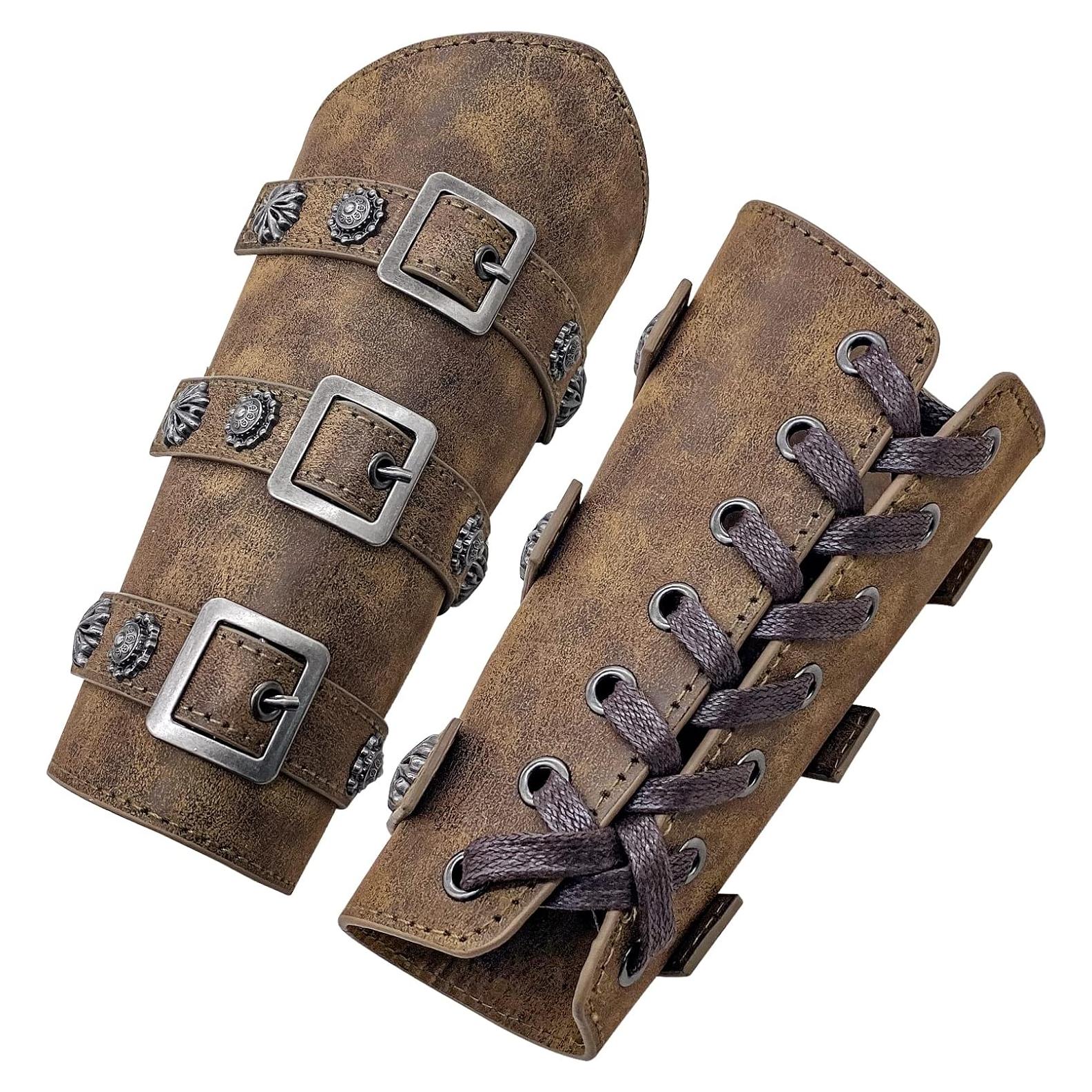Guardas de Brazo Medievales HiiFeuer de Cuero PU Ajustables