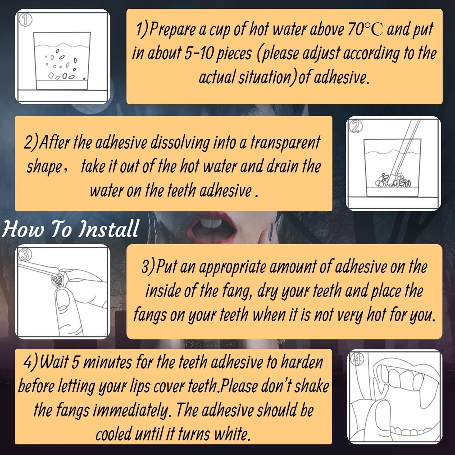 12 Pares de Colmillos de Vampiro Tavery para Cosplay y Halloween