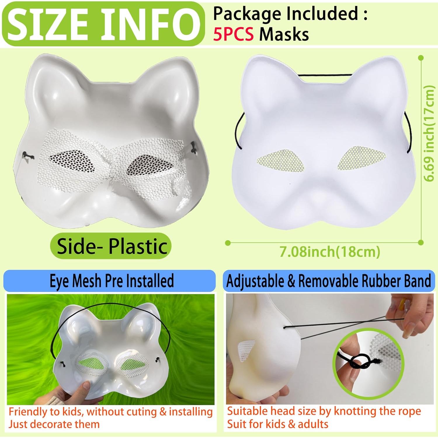 5 Máscaras de Gato Therian Liokoon - Base Plástica para DIY