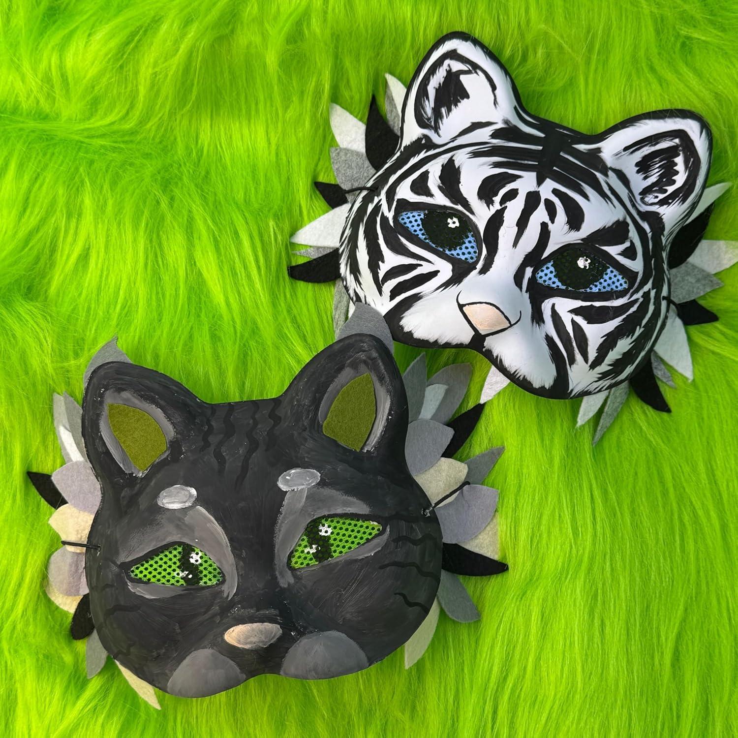 5 Máscaras de Gato Therian Liokoon - Base Plástica para DIY