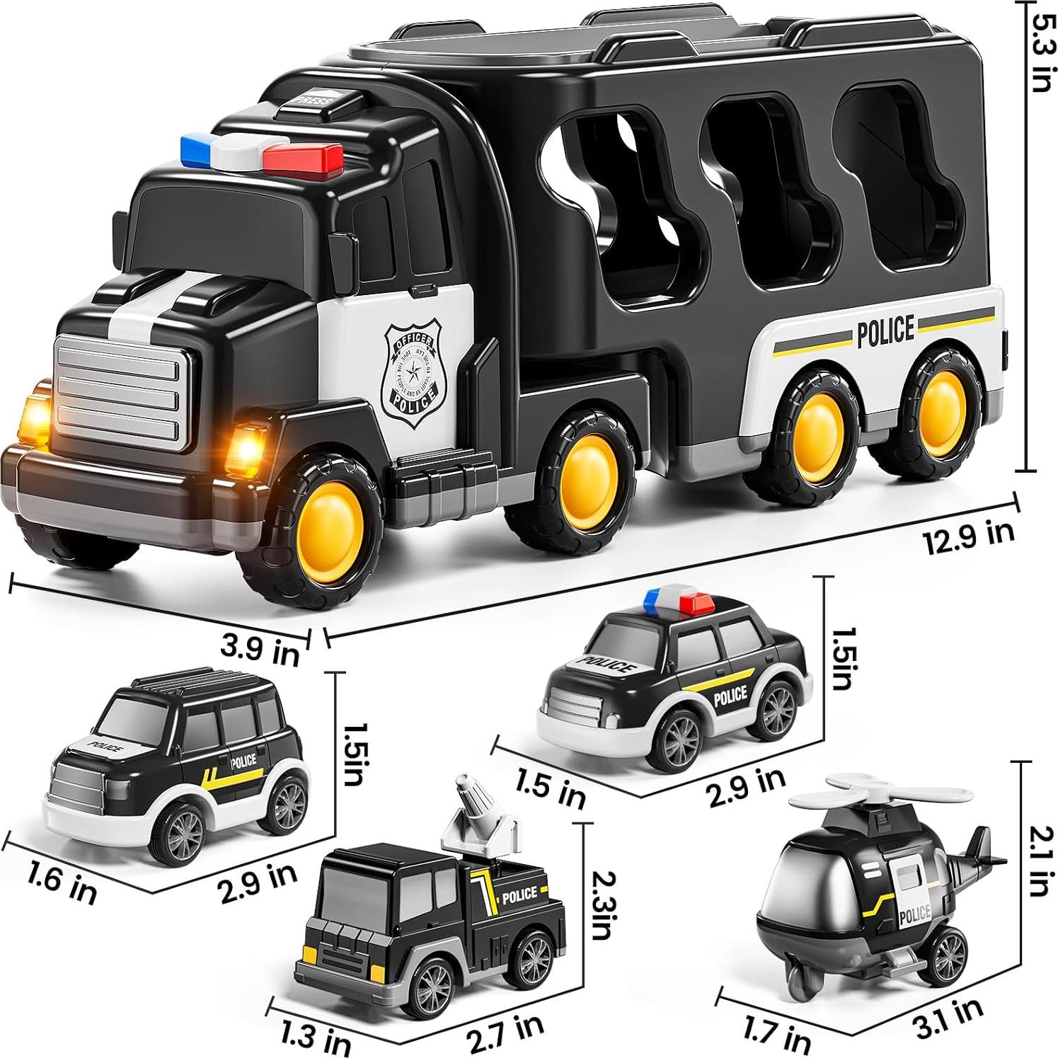 Juguete Camión de Policía JUKUDAHU 5 en 1 con 4 Vehículos