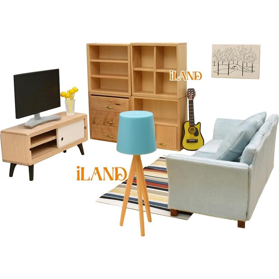 Juego de Muebles de Sala de Casa de Muñecas iLAND 12pcs