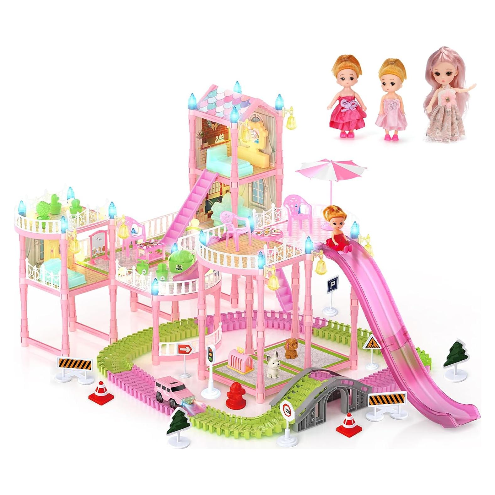 Casa de Muñecas con Luces y Coche de Pista Randhar