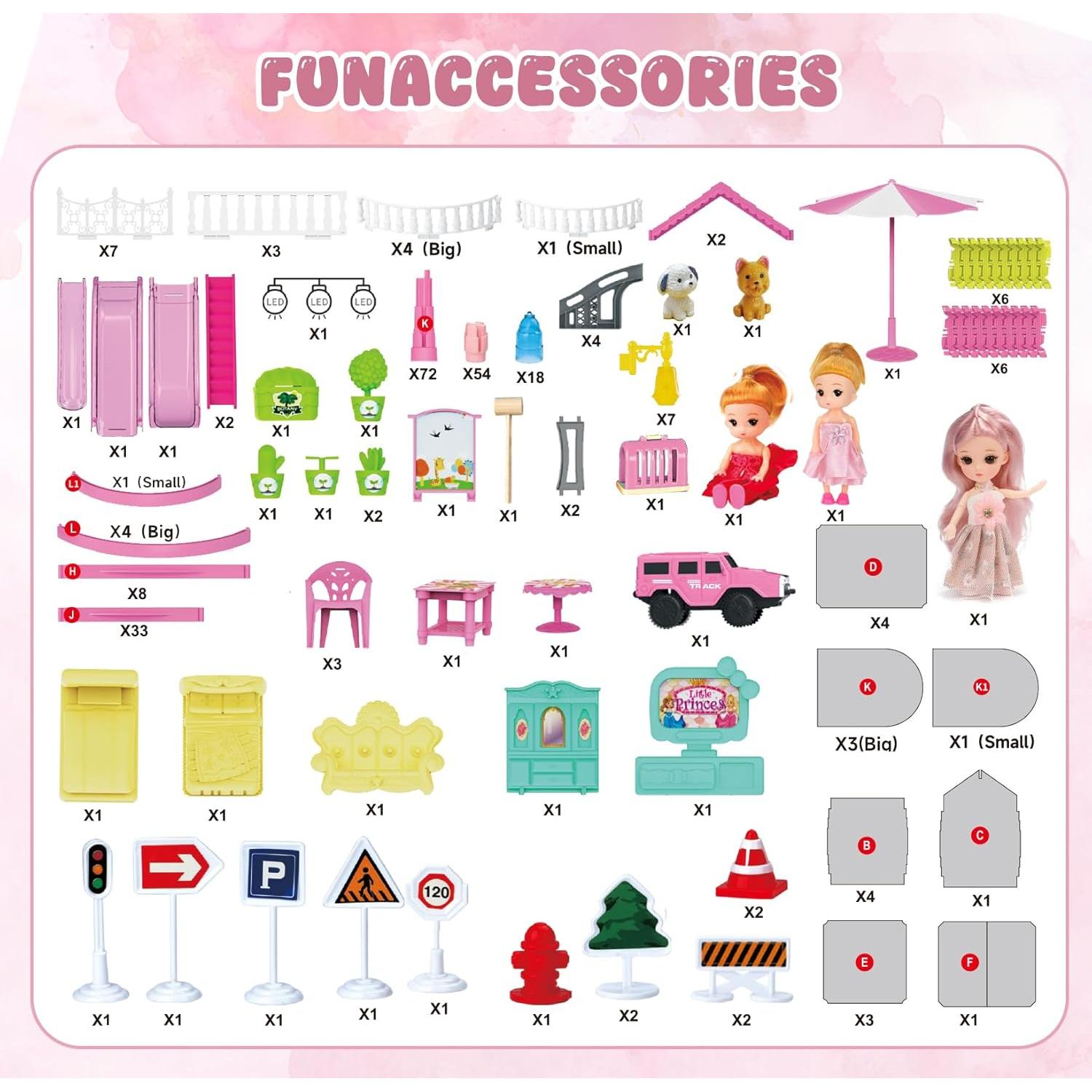 Casa de Muñecas con Luces y Coche de Pista Randhar