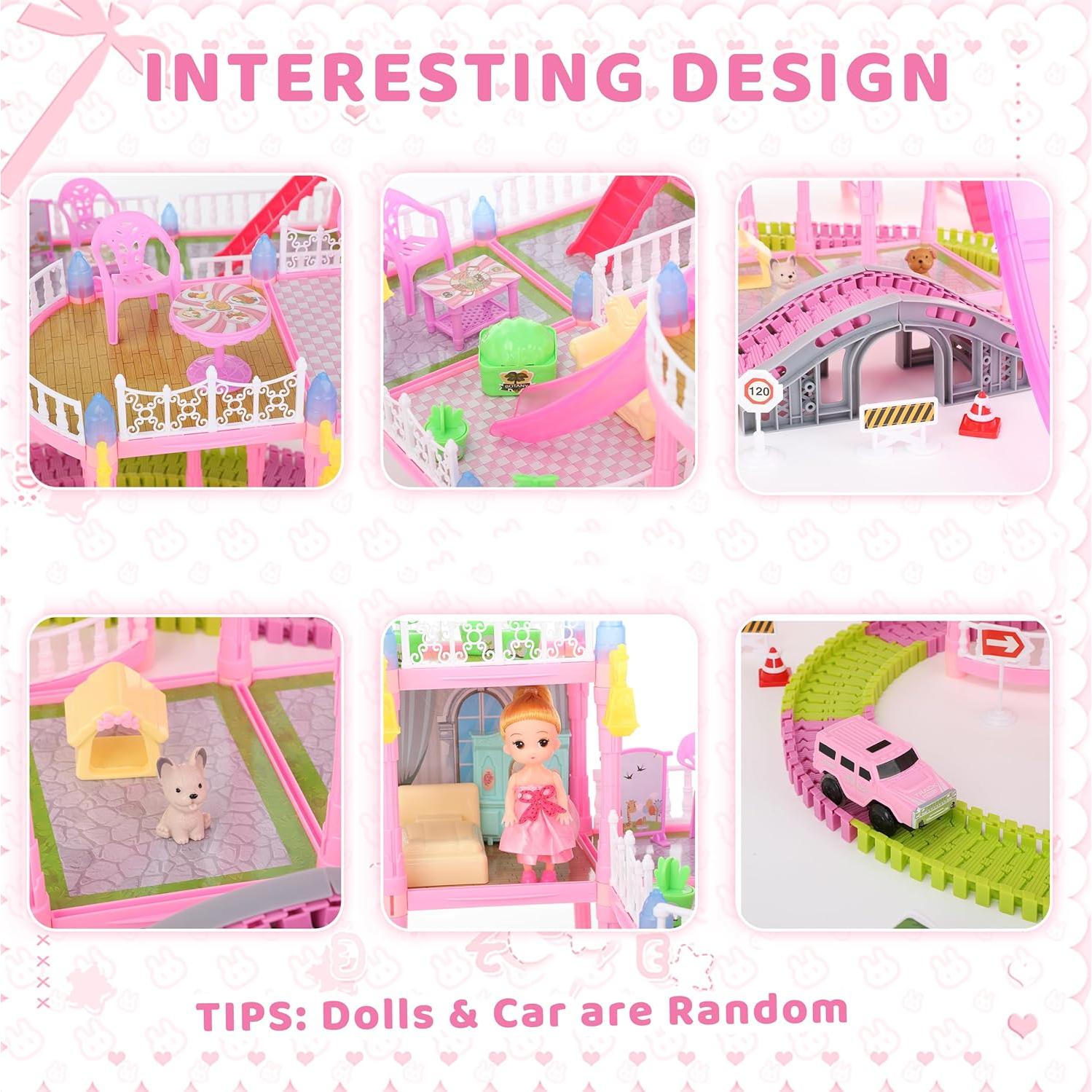 Casa de Muñecas con Luces y Coche de Pista Randhar