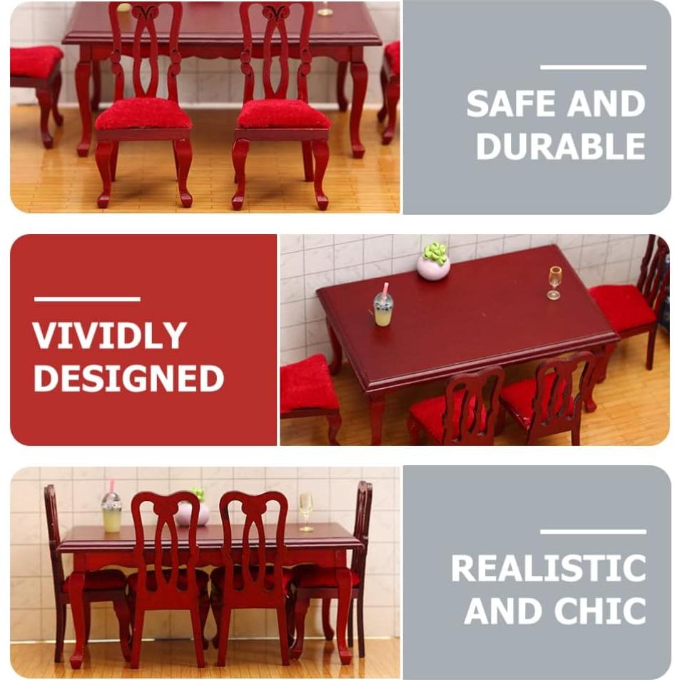 Juego de Muebles Miniatura de Madera Toddmomy Mesa y Sillas