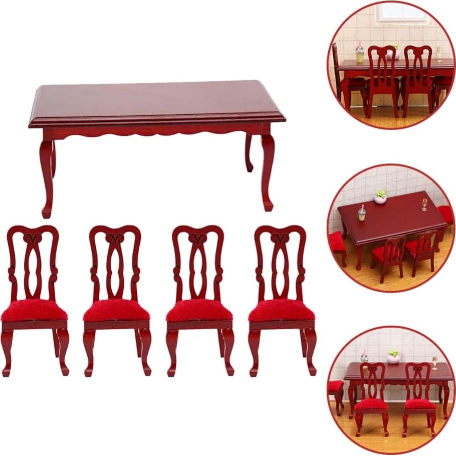 Juego de Muebles Miniatura de Madera Toddmomy Mesa y Sillas