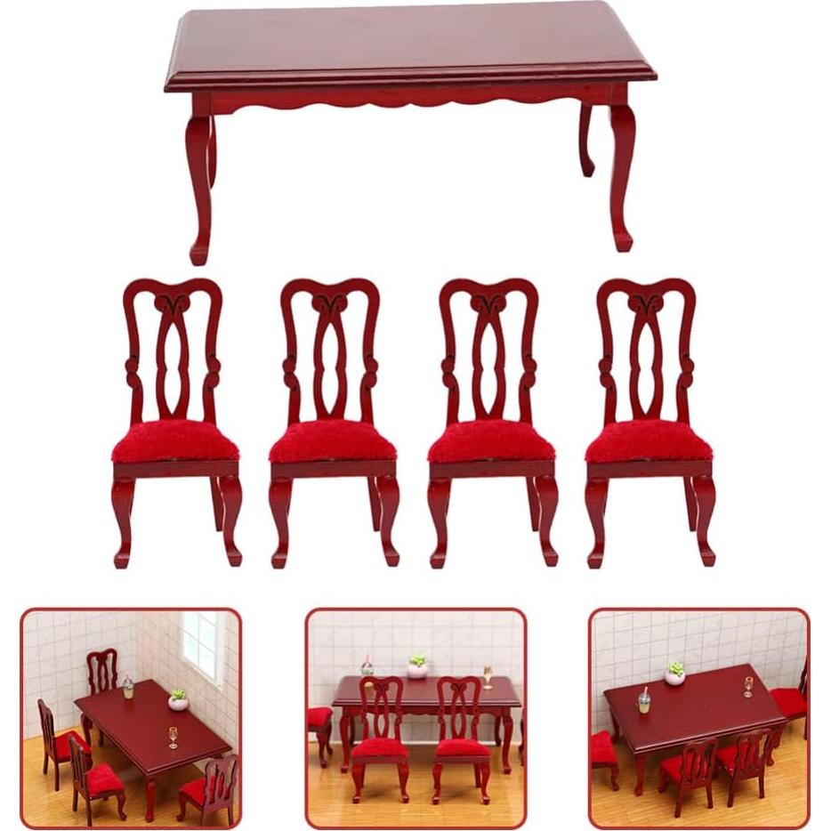 Juego de Muebles Miniatura de Madera Toddmomy Mesa y Sillas