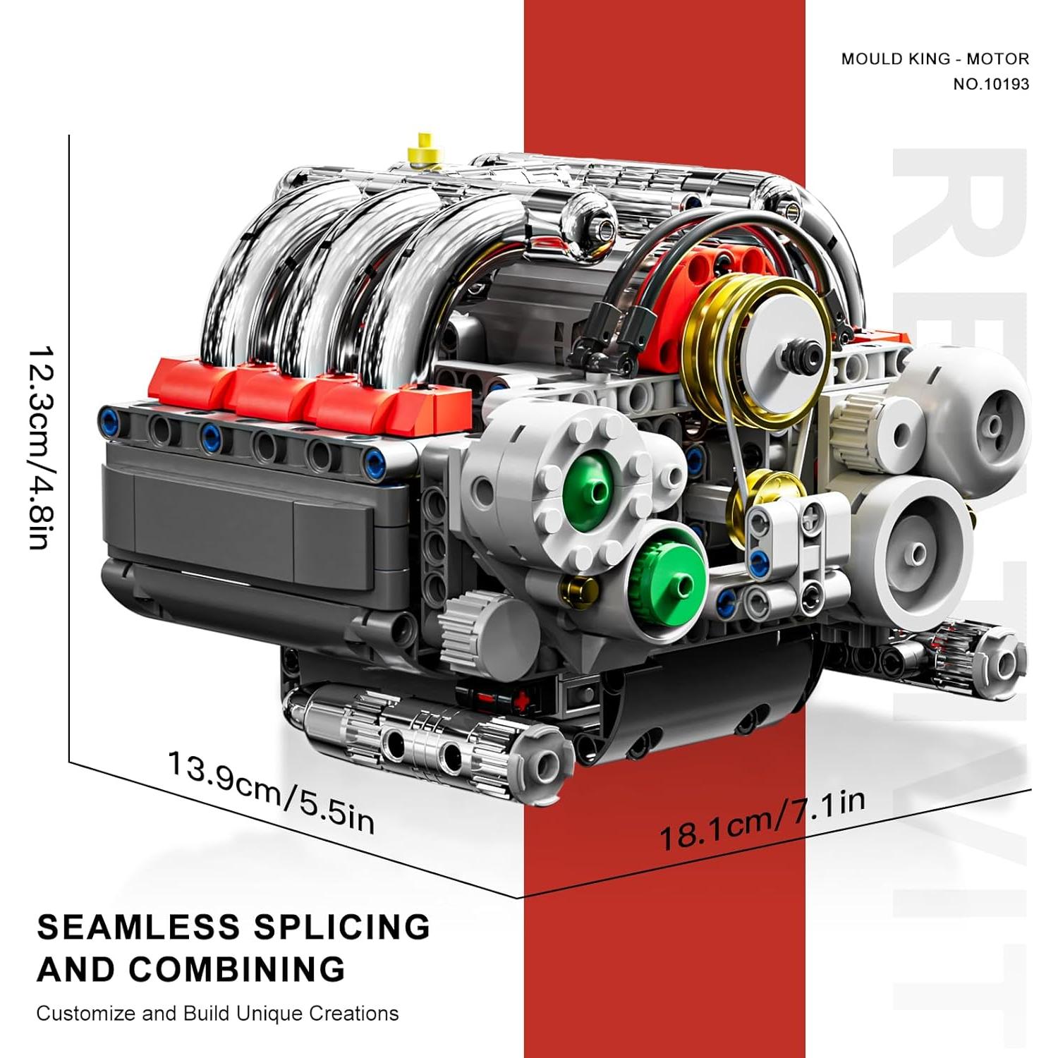 Kit de Modelo de Motor V8 Mould King 10193 609 Piezas