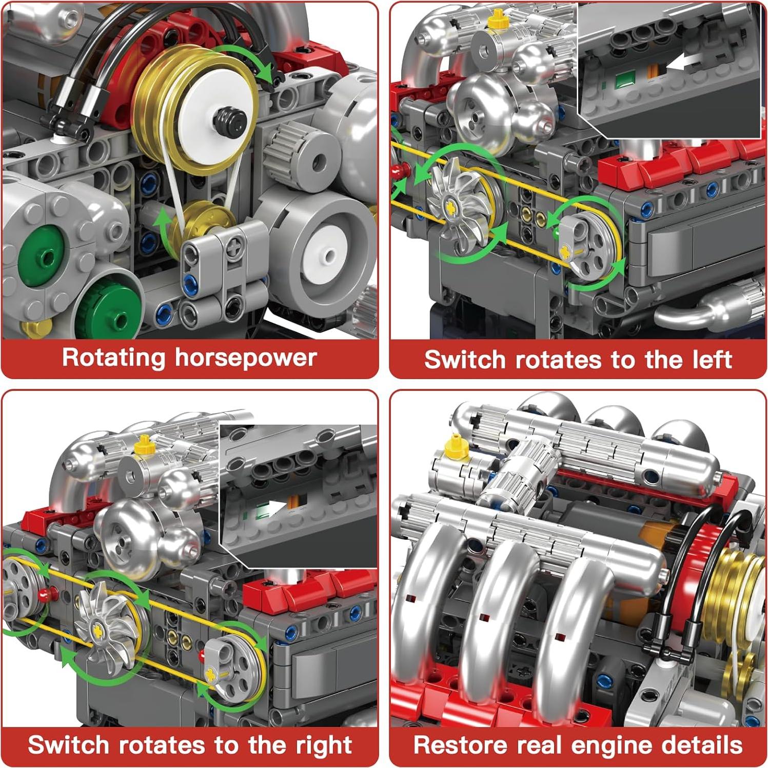 Kit de Modelo de Motor V8 Mould King 10193 609 Piezas