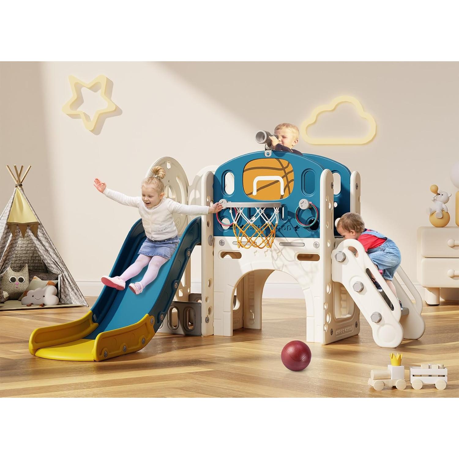 Tobogán 9 en 1 BIERUM para Niños 1-3 Años con Baloncesto