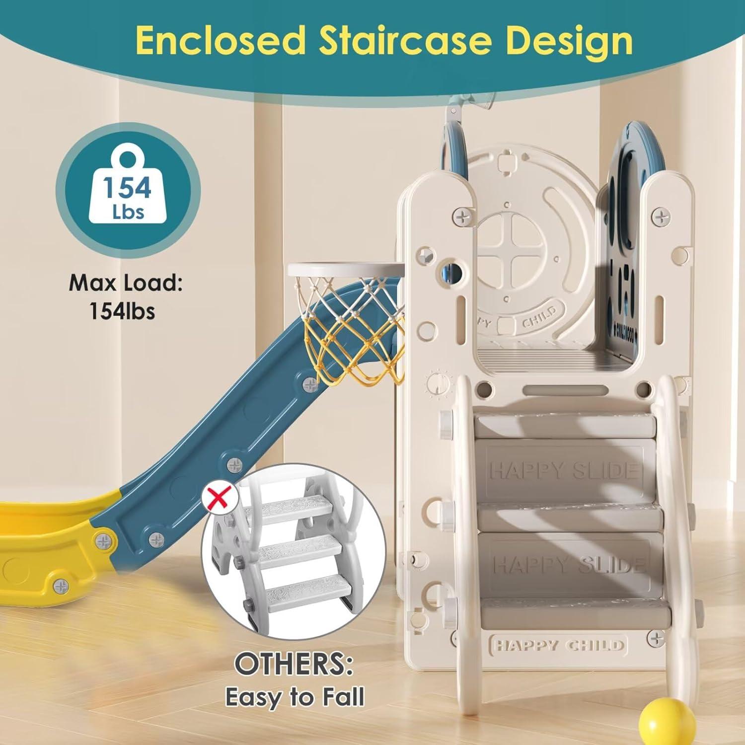 Tobogán 9 en 1 BIERUM para Niños 1-3 Años con Baloncesto