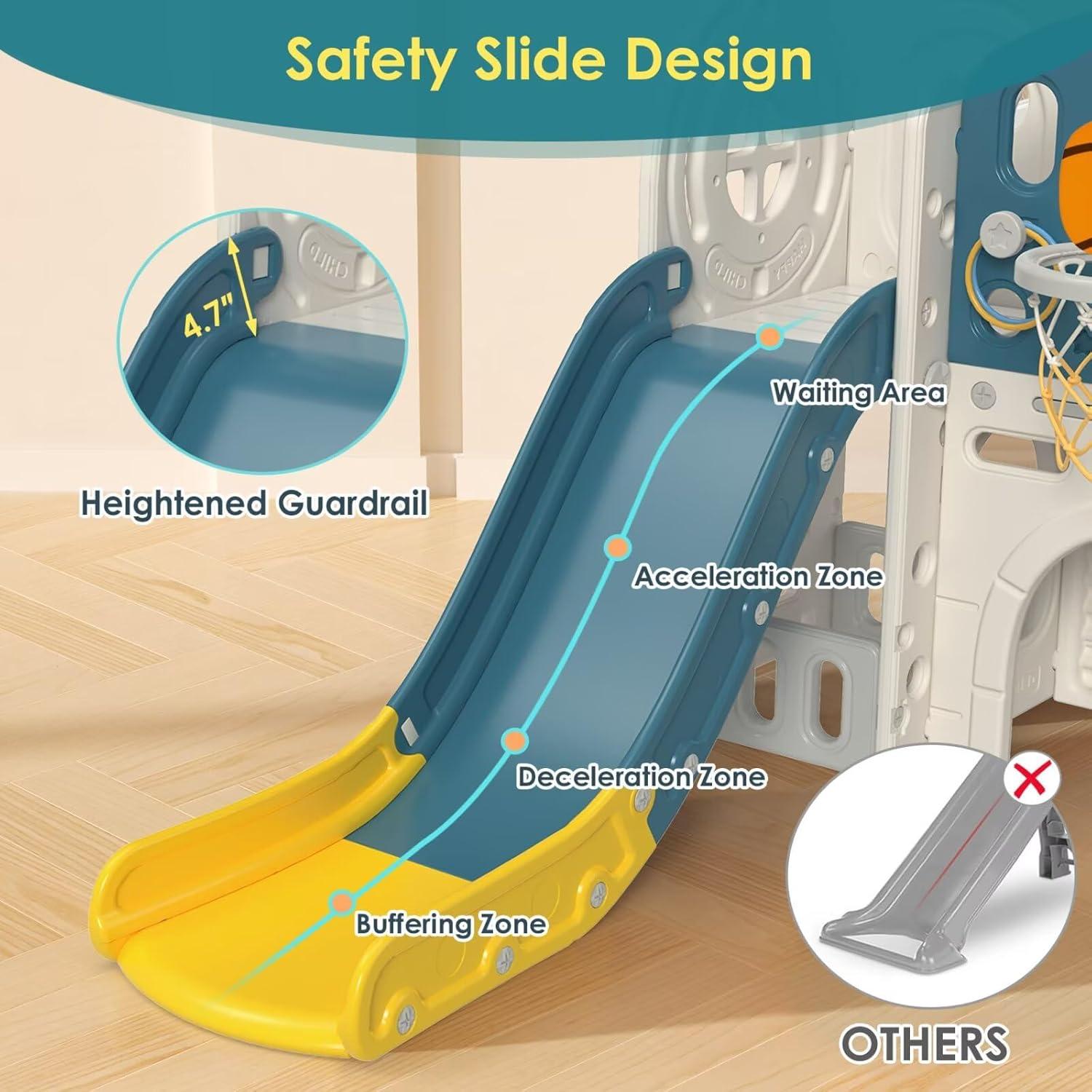 Tobogán 9 en 1 BIERUM para Niños 1-3 Años con Baloncesto